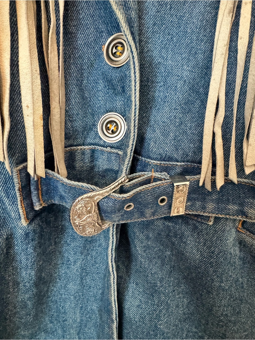 Vintage Inner View by Tracy Beers Denim Fringe Western Jacket Women’s Medium - Picture 9 of 10